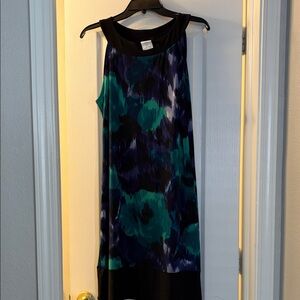 Blu Sage Black and Blue Patterned Midi Dress